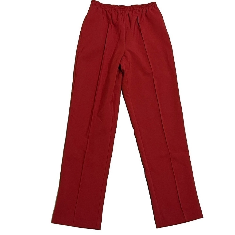 NEW Tog Shop High Rise Vintage Straight Leg Elastic Pull On Pants Red Pockets